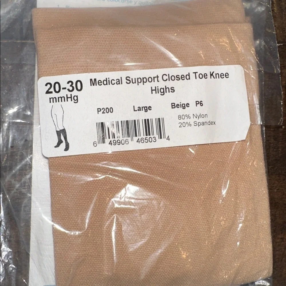 Ames Walker P200 size large beige Compression Socks 20-30 mmHg